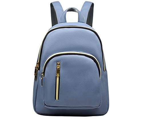 YANAIER Rucksäcke Damen PU Leder Tagesrucksack Schultaschen Reiserucksack Umhängetasche für Mädchen Rauchblau YANAIER Rucksäcke Damen PU Leder Tagesrucksack Schultaschen Reiserucksack Umhängetasche für Mädchen Rauchblau von YANAIER