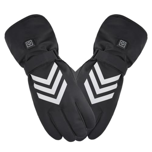 YANFJHV Beheizte Handschuhe für Männer und Frauen, Thinsulate Winter, 3-stufiger beheizter Bildschirm, Handwärmer für Skifahren, Skaten, Schnee, Camping, Motorrad Stoffhandschuhe (Black, One Size) von YANFJHV