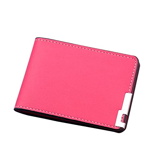 YANFJHV Fashion ID Short Wallet Solid Color Open Purse Card Slots Führerschein Cover Clutch Bag Männer Brieftasche (Hot Pink, One Size) von YANFJHV