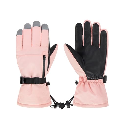 YANFJHV Kinder-Ski-Handschuhe, männlich, Winter, weiblich, Samt, verdickt, warm, Motorrad, Tarnung Baby Handschuhe (Pink, 9-13 Years) von YANFJHV