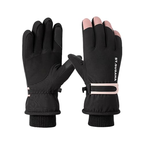 YANFJHV Skihandschuhe, wasserfeste Touchscreen-Snowboard-Handschuhe, warme Winter-Schneehandschuhe für kaltes Wetter, passend für Männer und Frauen Kostüme Damen (BK2, One Size) von YANFJHV