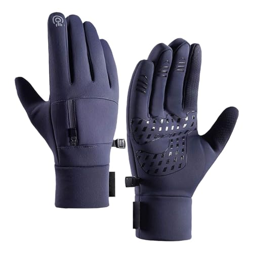 YANFJHV Winterhandschuhe für Outdoor-Reiten, warm, Touchscreen, SMS, rutschfeste Handschuhe, Winddicht, warm, Sport-Arbeitshandschuhe für kaltes Wetter (kein Strom) Kleid (Blue, L) von YANFJHV