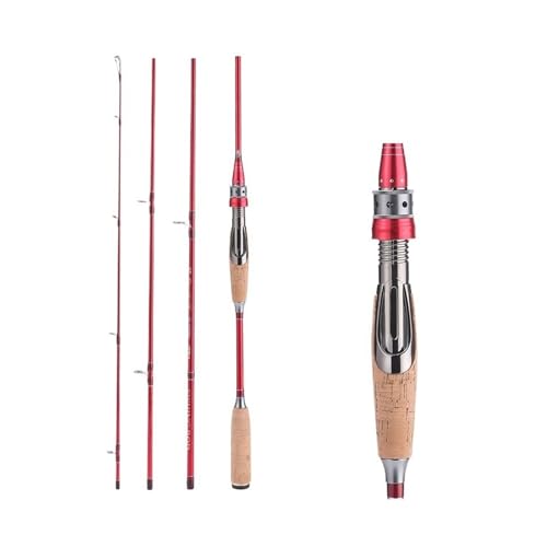 Angelrute, Section Fishing Rod 2.1m 2.4m Portable M Power Carbon Fiber Ultralight Carbon Fiber Travel Rod, tragbare Angelrute(Red) von YANGKUI518