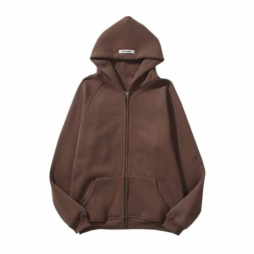 YANGSMEN Einfache Feste Farbe High Street Lose Strickjacke Zip Hoodie Männer Und Frauen Mode Vielseitig Outdoor Hoodie-Color-3||M von YANGSMEN