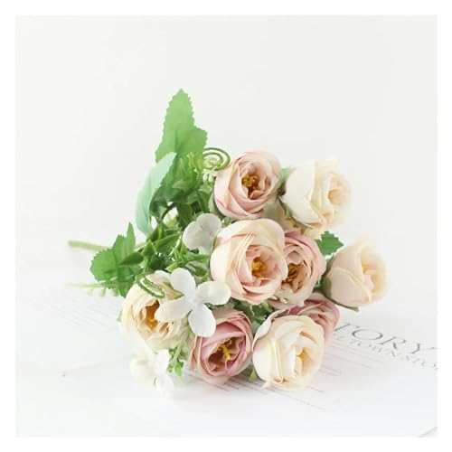 YANNIES Künstliche Blumen, Hochzeitssimulation, Blumenstrauß, Seidenrosen, künstliche Rosen, Brautparty-Dekoration, künstliche Blumen, Weihnachtsblumen, künstliche Blumen (Rosa) von YANNIES