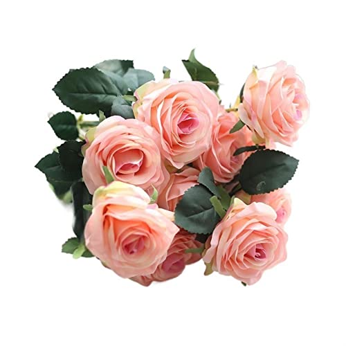 YANNIES Künstliche Blumen, Simulationsrosen-Set, für Zuhause, Wohnzimmer, dekorative Kunstblumen, Esstischblumen, Seidenblumen, Ornamente, Hochzeitsdekoration, Kunstblumen (Farbe: E) von YANNIES