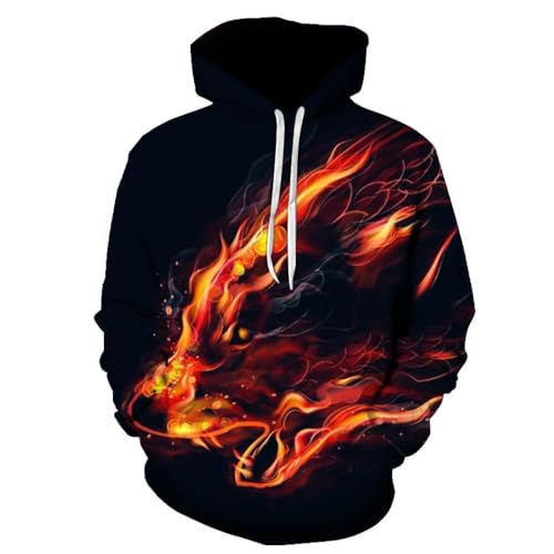 YANXIABH Abstrakte Kunst Flame Wolf 3D-Druck Unisex Übergroßer Hoodie Mode Pullover Sportbekleidung Jacke von YANXIABH