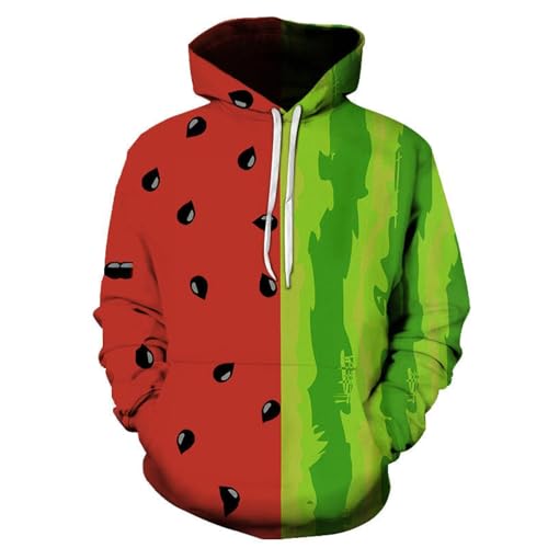 YANXIABH Abstrakte Kunst Wassermelonenmuster Kapuze Herrenbekleidung 3D-Gedruckter Kapuzenpullover Damenmode Sweatshirt Kapuzenpullover von YANXIABH