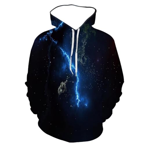 YANXIABH Blue Lightning Universe Sternenhimmel 3D Hoodie Mode Streetwear Hip Hop Langarm Sweatshirt Jacke Extra große Größe von YANXIABH