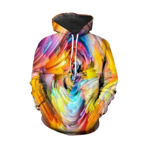 YANXIABH Buntes Strichzeichnungsmuster 3D-Kapuzenpullover, modisch, Streetwear, Hip-Hop, langärmelig, Sweatshirt-Jacke, extra groß von YANXIABH