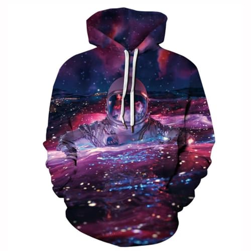 YANXIABH Cool Star Astronaut Hoodie 3D-Druck Herren Pullover Damenmode Hip Hop Langarm Herrenbekleidung von YANXIABH