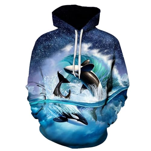 YANXIABH Cool Star Ocean Orca Hoodie 3D-Gedruckter Pullover Damenmode Hip Hop Langarm Herrenbekleidung von YANXIABH