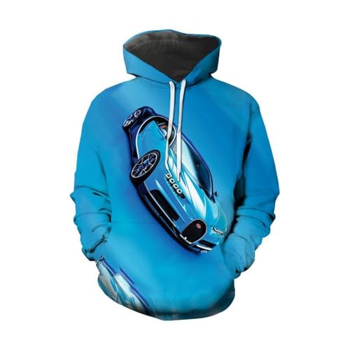 YANXIABH Cooler Blauer Sportwagen-3D-Kapuzenpullover, modische Streetwear, Hip-Hop, langärmelige Sweatshirt-Jacke, extra groß von YANXIABH