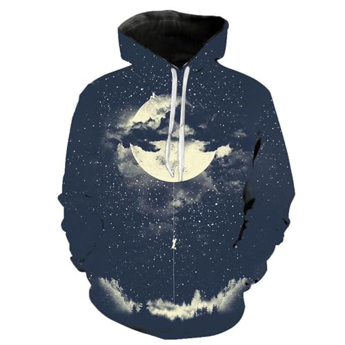 YANXIABH Cooler Starry Sky Moon Jungle Man 3D Hoodie Mode Streetwear Hip Hop Langarm Sweatshirt Jacke Extra große Größe von YANXIABH