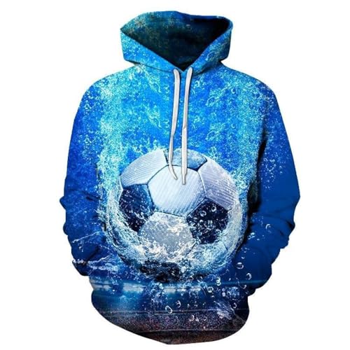 YANXIABH Cooler Unterwasser-Fußball-3D-Druck, Unisex, übergroßer Kapuzenpullover, modische Pullover-Sportbekleidungsjacke von YANXIABH