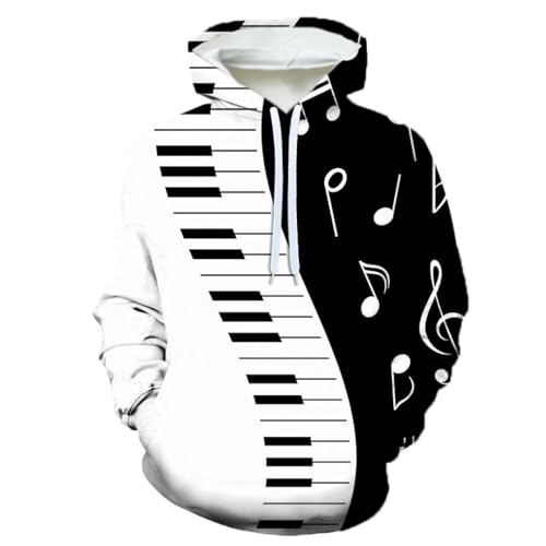 YANXIABH Creative Note Piano Key Hoodie 3D-gedrucktes Sweatshirt Herren Übergroßer Hoodie Modische Herbstkleidung von YANXIABH