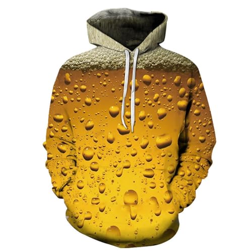 YANXIABH Glass Cup Foam Hoodie 3D-gedrucktes Herbst-Freizeit-Sweatshirt Fun-Hoodie Hip Hop Streetwear von YANXIABH