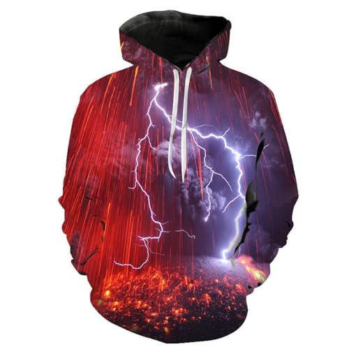 YANXIABH Natürliche Landschaft Blitz Sturm Hoodie 3D Druck Herren Übergroße Sweatshirt Kinder Kleidung Spaß Jacke von YANXIABH