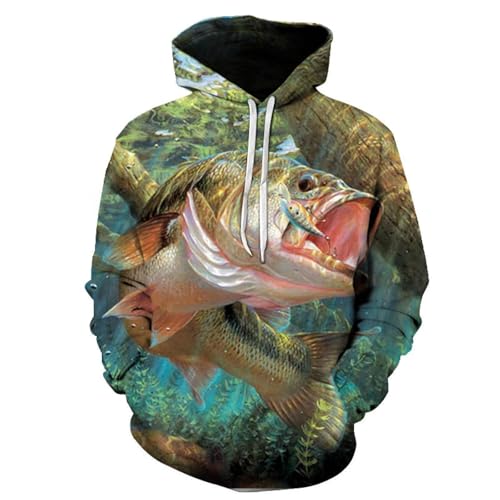 YANXIABH Wassergras, See, Tier, Fisch 3D-gedrucktes Sweatshirt, Unisex-Hoodie, Harajuku-Pullover, lustige Jacke von YANXIABH