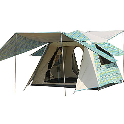 Pop-Up-Zelte mit Veranda für Camping, wasserdichtes Sofortzelt für 3–4 Personen, doppellagig, für die Familie, automatisches Zelt, einfacher Aufbau für Camping, Wandern, Bergsteigen, Strand von YANXIR
