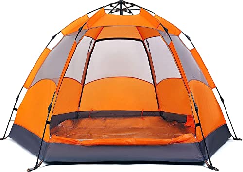 Zelt Outdoor Regenschutz, Pop-Up-Zelt für 3 bis 4 Personen Automatisches Öffnungszelt Sechseckig, Geschützte Familiencampingzelte, für Camping Rucksackreisen Wandern Strand Outdoor von YANXIR