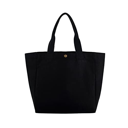 Handtaschen für Damen, Leinen, Lunchtasche, einfarbig, modische Handtasche, Mädchen, Damen, elegante Tragetaschen, Schwarz von YAOGUI