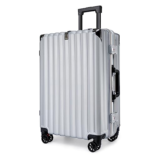 YAOSHER Koffer, super große Trennwand von 61 cm, Kompression des Aluminium-Rahmens 50,8 cm, Koffer mit Rollen, geeignet für Reisen (Gold, 50,8 cm), silberfarben, 24 inches von YAOSHER