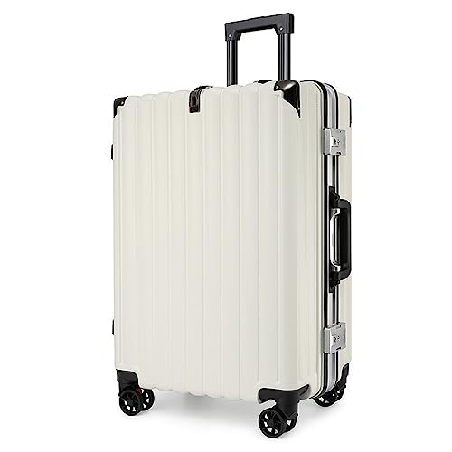 YAOSHER Koffer, super große Trennwand von 61 cm, Kompression des Aluminium-Rahmens 50,8 cm, Koffer mit Rollen, geeignet für Reisen (Gold, 50,8 cm), weiß, 26 inches von YAOSHER