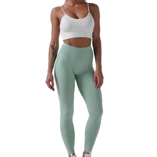 YAPAILANG 2 Stück Damen-Yoga-Workout-Sport-Outfits, sexy V-Ausschnitt, ärmellos, BH-Top, hohe Taille von YAPAILANG