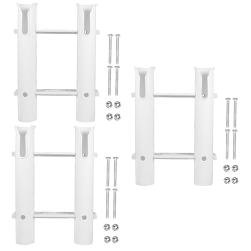 YARNOW 3St Doppelrohr-Angelruten Sitz Kajakhalterung Kajak Wandhalterung Meeresangelrute Basis für Angelruten Boot Angelrutenhalter Angelrute für Boot robuster Rutenhalter Plastik Weiß von YARNOW