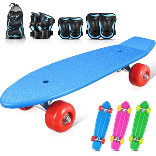 YARNOW Kinder-Skateboard Mit Knie- Und Ellbogenschützern Skateboards Für Kinder Cruiser-Skateboard-Sets Für Anfänger von YARNOW