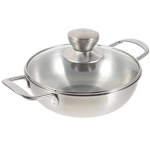 YARNOW Mini-Hot Pot Topf antihaftbeschichtet edelstahltopf platzsparend Hot-Pot-Ladenausrüstung cookrings Suppentopf Sieb pfannenwender Topf mit Henkel kleine Töpfe zum Kochen Glas Silver von YARNOW