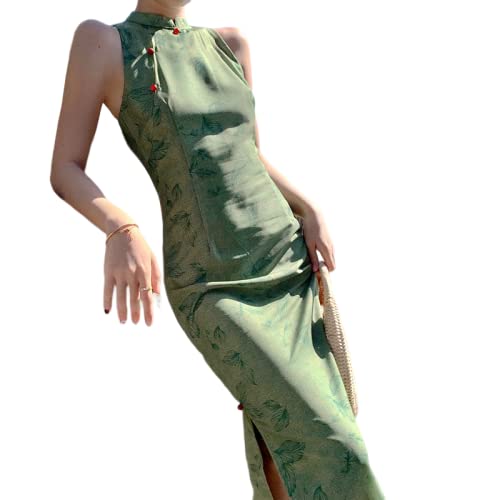 YAROVA Chinesischer Kleid Für Damen - Sommer Ärmellos Split Cheongsam Vintage Chinesischen Stil Kleid Mode Elegant Sexy Schlank Mittellange Kleider Frauen Bankett Qipao,Grün,XL YAROVA Chinesischer Kleid Für Damen - Sommer Ärmellos Split Cheongsam Vintage Chinesischen Stil Kleid Mode Elegant Sexy Schlank Mittellange Kleider Frauen Bankett Qipao,Grün,XL von YAROVA