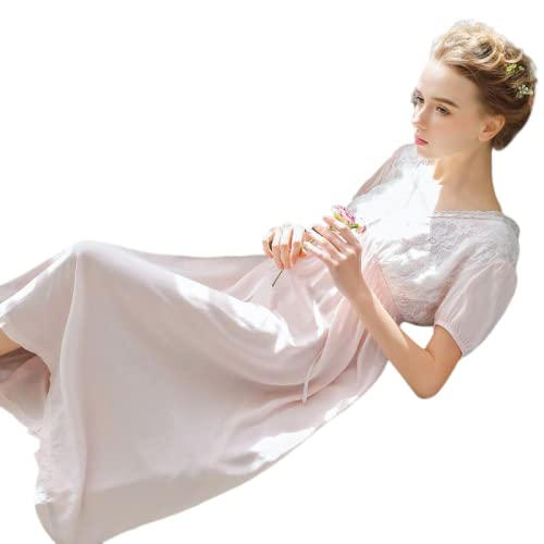 YAROVA Damen Nachthemden - Vintage Spitze Nachthemd Frauen Baumwolle Sexy V-Ausschnitt Langes Nachtkleid Nachtwäsche Lässige Nachtwäsche Sommer Kurzarm Zuhause Kleidung,Pink,S YAROVA Damen Nachthemden - Vintage Spitze Nachthemd Frauen Baumwolle Sexy V-Ausschnitt Langes Nachtkleid Nachtwäsche Lässige Nachtwäsche Sommer Kurzarm Zuhause Kleidung,Pink,S von YAROVA
