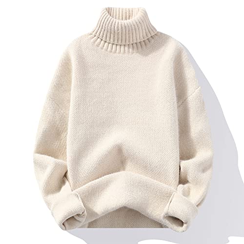 YAROVA Herren Pullover - Winter Männer Warm Rollkragen Strick Pullover Slim Gestrickte Pullover Herbst Einfarbige Casual Tops Weiche Verdickte Winddichte Kleidung, Weiß, XXL YAROVA Herren Pullover - Winter Männer Warm Rollkragen Strick Pullover Slim Gestrickte Pullover Herbst Einfarbige Casual Tops Weiche Verdickte Winddichte Kleidung, Weiß, XXL von YAROVA