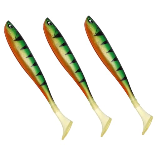 Barschköder, Schwimmköder für Barschangeln, weiche PVC-Angelköder mit T-Schwanz, realistische Köder für Bar, Swimbait für Gold, Süßwasser, Salzwasser, von YAVQVIN