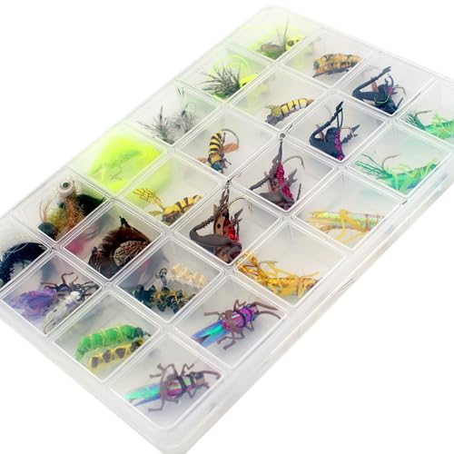 Fliegenfisch-Fliegen-Set mit Fliegenbox, Nymphen, Trockenfliegen, Nassfliegen, Luftschlangen, realistische Fliegen (realistische Fliegen) von YAZHIDA
