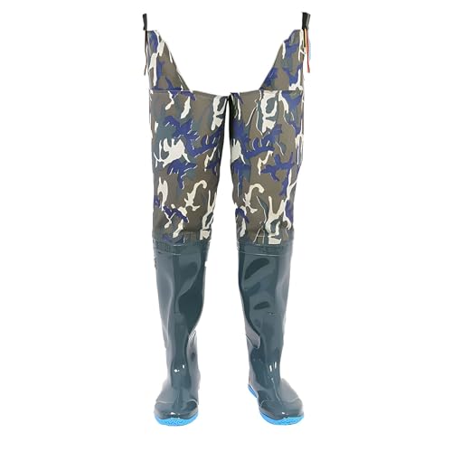 Outdoor Herren Wathose, Wasserdichte Hüftstiefel Hüftwathose Robuste Camouflage-Hüftwathose, wasserdichte Hüftstiefel for Herren und Damen, kein Auslaufen, for Bäche, Landwirtschaft und Gartenarbeit(4 von YBAAKZIIR