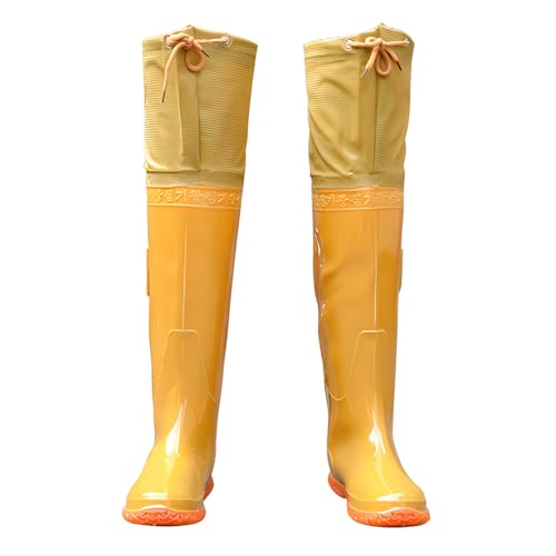 YBAAKZIIR Outdoor Herren Wathose, wasserdichte Hüftstiefel Hüftwathose Gelbe PVC-Hüftwathose, Bequeme Nylon-Hüftstiefel Wasserdicht Atmungsaktiv, for Seen Landwirtschaft Waten(5.5) von YBAAKZIIR