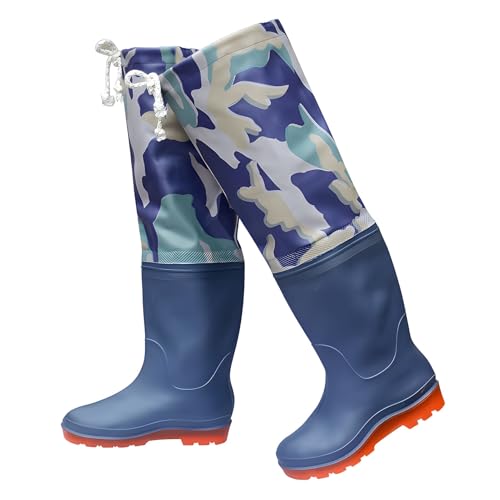 Outdoor Herren Wathose, wasserdichte Hüftstiefel Wathose, robuste Hüftstiefel aus PVC, wasserdichte, Camouflage-Wathose for Herren mit passender Fußform, for Jagen, Marschfischen(5) von YBAAKZIIR