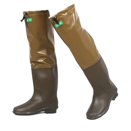 Outdoor Herren Wathose, wasserdichte Hüftstiefel Wathose, rutschfeste Wathose, braune Wathose for Herren und Damen, kein Auslaufen, for Jagen, Marschfischen(7.5) von YBAAKZIIR