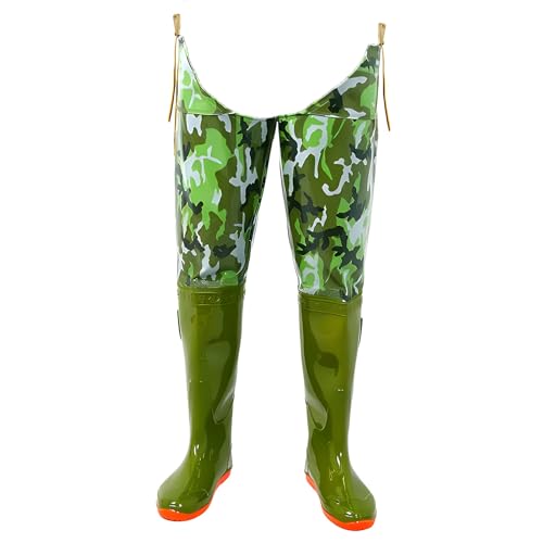 YBAAKZIIR Outdoor Herren Wathose, wasserdichte Hüftstiefel Wathose mit grünem Camouflage-Muster, 2-lagige Nylon-Wathose, die Sich Nicht leicht verformt, for die Jagd in Sümpfen und Seen(5) von YBAAKZIIR