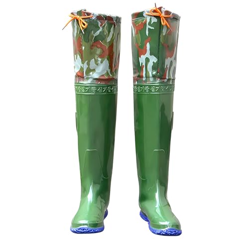 YBAAKZIIR Outdoor Herren Wathose, wasserdichte Hüftstiefel wasserdichte Watstiefel, grüne Camouflage-Hüftwatstiefel, die Sich Nicht leicht verformen, for die Landwirtschaft, Gartenarbeit, Teich(6.5) von YBAAKZIIR