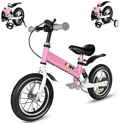 YBIKE Laufrad 2 in1, kinderfahrrad Mit Pedalen, Stoßdämpfern, Schutzblechen,12 14 Zoll laufräder Geeignet für Kinder Von 1-7 Jahren 4 Farben Ausbildungsfahrzeuge von YBIKE