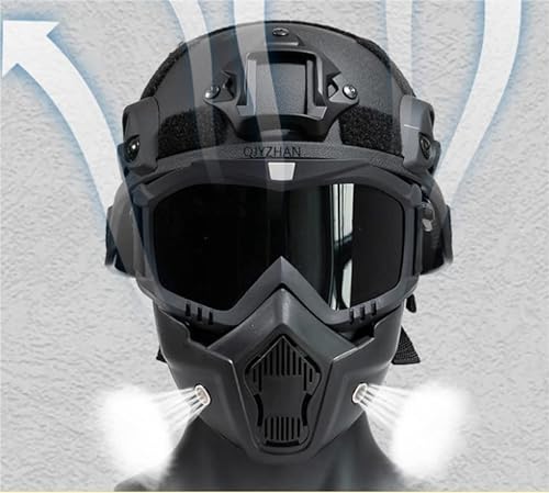Airsoft Helm Kann ACH Taktischen Helm Justieren, Und Airsoft Maske Mit Abnehmbarer Anti-Nebel-Brille Wird Für Outdoor-Sportarten Von Airsoft Paintball CS-Spielen Verwendet von YBJMSFA