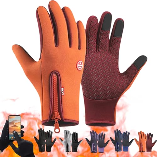 Sensitivem Gloves, Sensitivem Warm Windproof Waterproof Touch Screen Gloves Unisex, Warm Touchscreen Gloves, Thermal Waterproof Gloves, for Hiking,Cycling (Orange,L) von YBJUTT