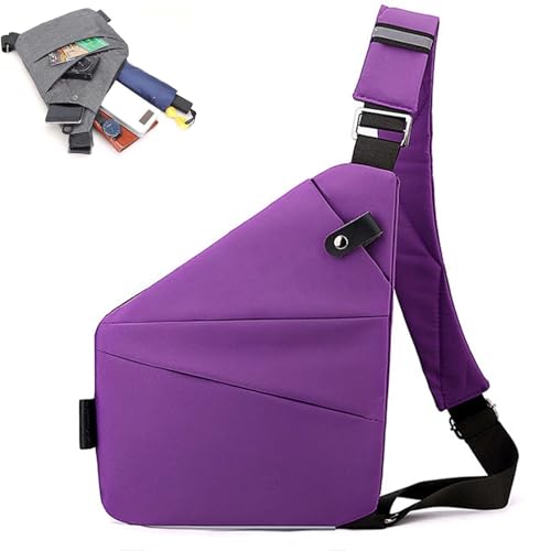 Diebstahlsichere Tasche Damen, Flexr-Tasche, Flexr-Tasche Frauen Wasserdicht, Diebstahlsichere Tasche Herren, Diebstahlsichere Taschen Damen (violett,Rechts) von YBOEG