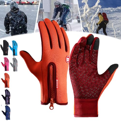 YBOEG Frostfit - Thermo Handschuhe, Thermo Handschuhe Herren Frostfit, Frostfit Thermo Handschuhe Damen, Frostfit Handschuhe Mit Wasserabweisender Beschichtung Und Touchscreen-Funktion (Orange,XL) von YBOEG