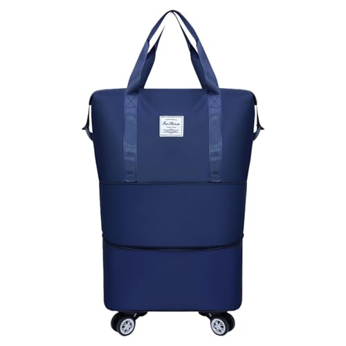 YCBMINGCAN Koffer mit Rollen, erweiterbare, Faltbare Gepäcktasche, abnehmbare Reisetasche mit Rollen, große Reisetasche zum Mitnehmen Koffer Würfelschaum (Blue, One Size) von YCBMINGCAN