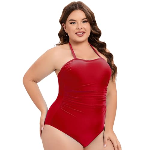 YCHUCH Frauen Neckholder Badeanzug Einfarbig Badeanzug 1 Stück Bademode Push Up Schwimmen Anzug Für Beachwears von YCHUCH